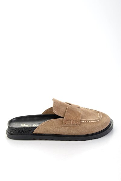 Bambi Vizon Hakiki Deri Kadın Terlik K04606021702