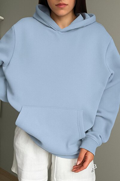 BENROMA سترة رياضية بقلنسوة للجنسين مصنوعة من القطن الممشط بثلاث خيوط بدون طباعة