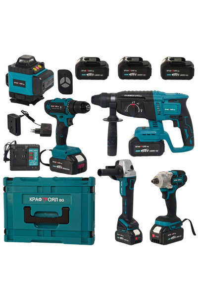 TEHNOSHOP Professional 5-piece kit: Self-tapping screw, Flex, Laser level