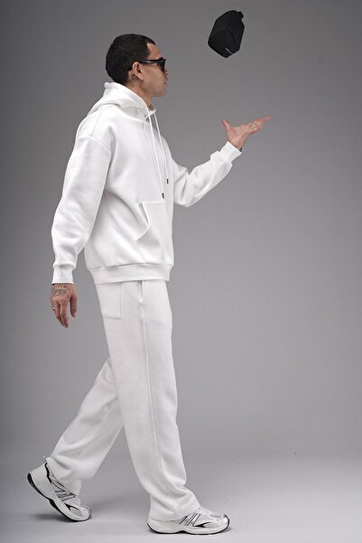 king brich Oversize Fit Kangaroo Pocket Hooded Straight Bottom Top Set