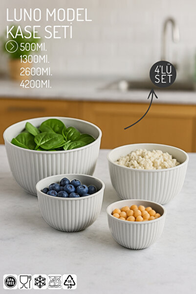 Nandy Home Luno Model 4-Piece Bowl Set – 500/1300/2600/4200ml - Storage Container Set
