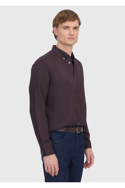 Ramsey Plum Plain Woven Casual Shirt