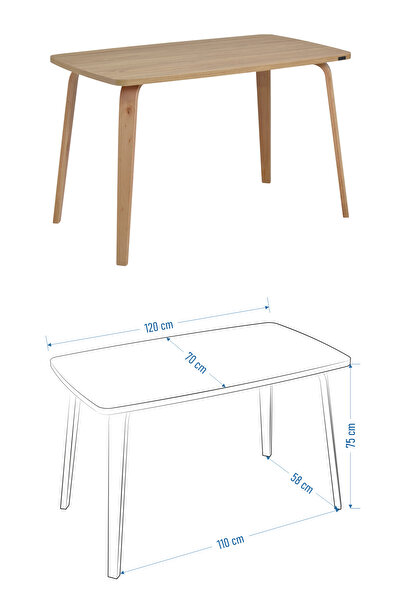 VİLİNZE Ege Sandalye Demre Ahşap Mdf Mutfak Masası Takımı - 70x120 Cm
