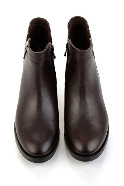 Bambi Kahve Hakiki Deri Kadın Bot & Bootie K02645012203