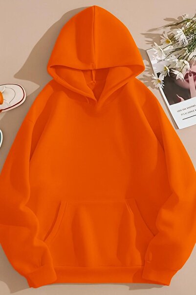 BENROMA Hanorac unisex cu glugă, fără imprimeu, din bumbac pieptănat cu 3 fire