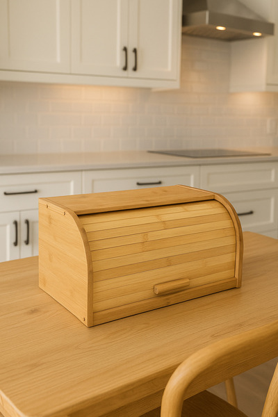 MAKRİ HOME Demonte Natural Bamboo Bread Basket, 38.5 X 23 X 19.5 cm