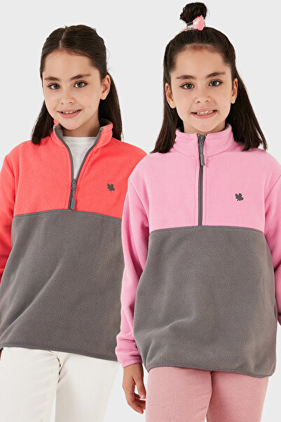Lela Soft Textured Half Zip Color Block Stand Collar 2-Pack Fleece Children's Polar 5905004S2