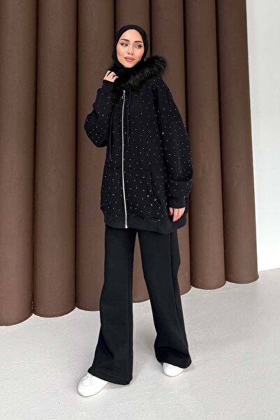 Melike Tatar Kürk Taşlı Üç İplik Takım 76-6010