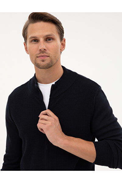 Pierre Cardin Lacivert Slim Fit Fermuarlı Triko Hırka 50317341-VR033