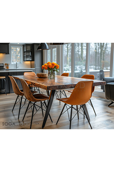 SOGAWOOD Doğal Masif Ceviz Ahşap Yemek Masa Tablası - Düz Kenar - 90x60