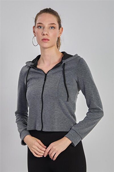 BARRELS AND OIL سويت شيرت نسائي من المودال بسحاب وقلنسوة - كار ميلانج