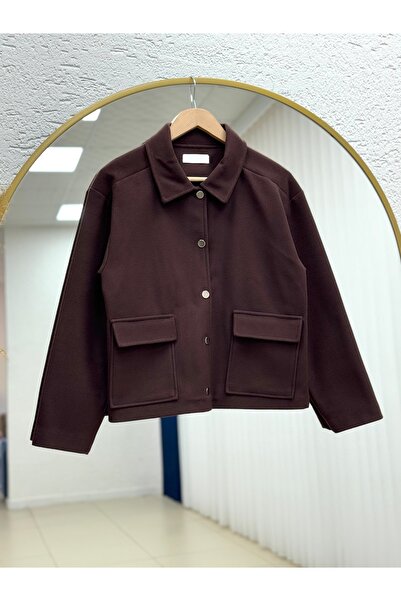 BENAHOLL Μπουφάν Belita με μεταλλικά κουμπιά κοντό κασετένιο μπουφάν-EN2170 Καφέ