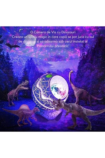 OEM Star and Galaxy Projector Dinosaur Egg with Bluetooth Speaker, Ambient Sounds, and Timer – LED Nig