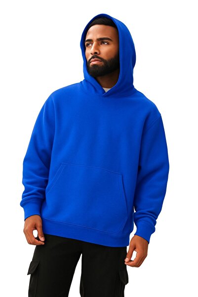 BENROMA Hanorac unisex cu glugă din bumbac pieptănat cu 3 fire