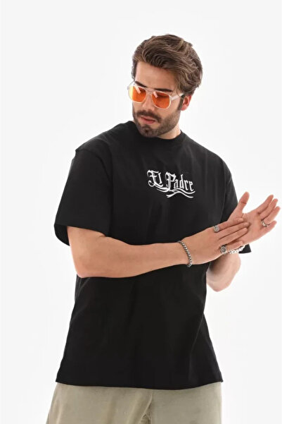 Wear Up Μπλουζάκι Unisex Crew Neck Printed Oversize - Μαύρο