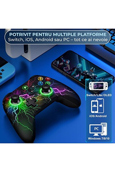 Timebox Wireless Controller, RGB, 9 Color LED, Adjustable Turbo, Vibration, Gyroscope Sensor, Type C Connec