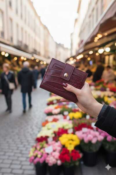 mlio Burgundy Multi-Compartment Wallet Buckle Leather Look Wallet Card Holder