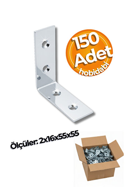 HOBİDABİ 16x55x55 mm Koli Demir Gönye Köşebent - Mobilya Dolap Raf Masa Çekme...
