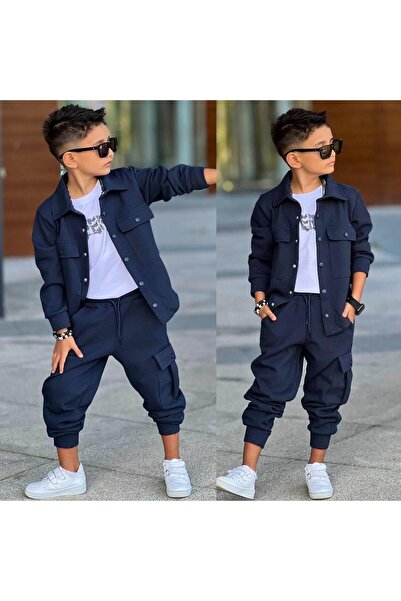 RAPAPA Boys' 3-Piece Sportswear Set – Green Jacket, Jogger Bottoms, and Basic T-Shirt 60298L