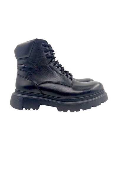 Oneka Shoes حذاء رجالي كاجوال أسود من جلد النابا برباط 130835BAB1806