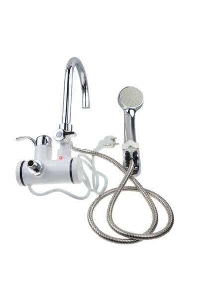 AMRY Robinet electric de perete pentru încălzirea apei cu duș, furtun, telecomandă și afișaj LCD pentru temperatură, Inst.