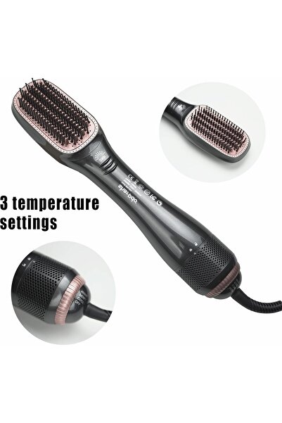 Joy One Step 3-in-1 Hot Air Hair Brush & Straightener 1200W Ceramic Tourmaline (Black) - SHARPDO