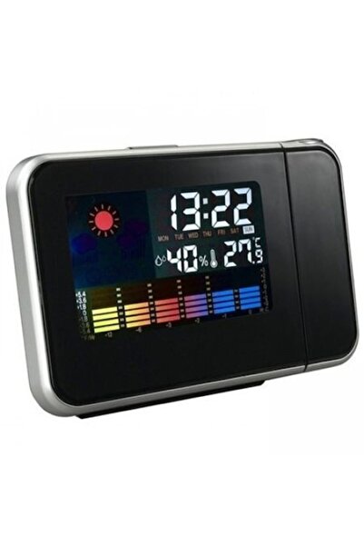 Universal Ceas cu proiecție, alarmă și stație meteo HL-8190, negru-argintiu
