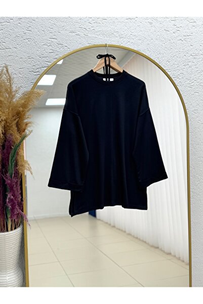 BENAHOLL Ariyla με ραφές στο μπροστινό μέρος και στα άκρα των μανικιών, άνοιγμα κορδόνια στα πλαϊνά Sweat-ZN5988 Μαύρο