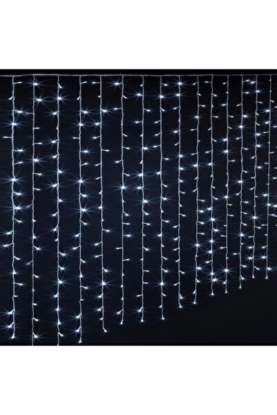 OEM Christmas Light Curtain, 3m Length x 3m Height, Cool White, White Wire, 8 Light Modes, Intercon