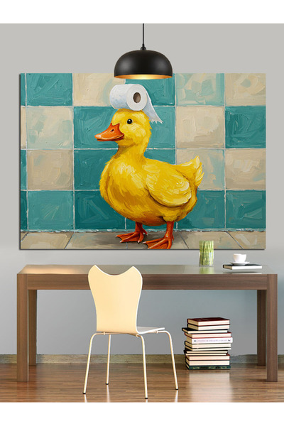 Tablo Mega Sarı Oyuncak Ördek Banyo Karosu Dekoratif Kanvas - Mdf Ahşap Tablo