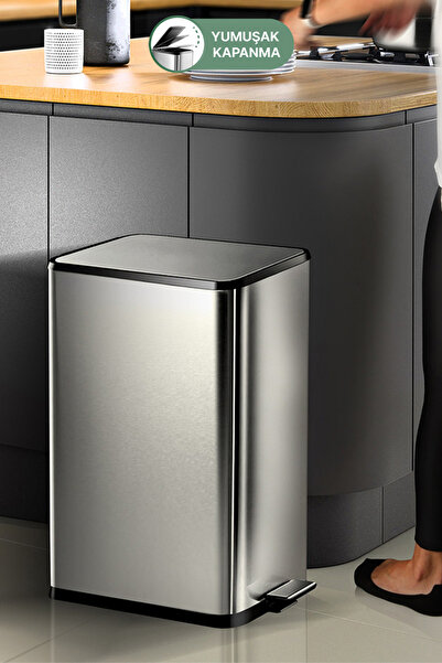 Prima Nova Dikdörtgen Paslanmaz Çöp Kovası 40 Litre - Inox