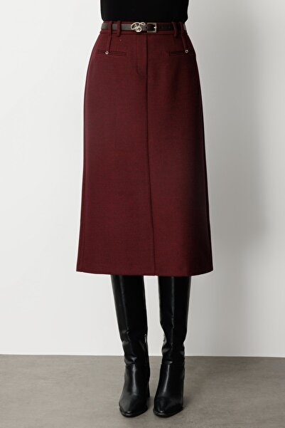 Ekol Beli Belted Slit Midi Skirt