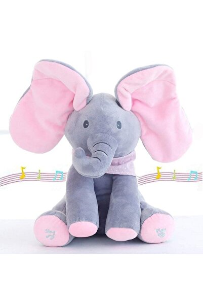 Trust Peek a Boo Interactive Elephant Toy, Sings and Talks, Grey/Pink