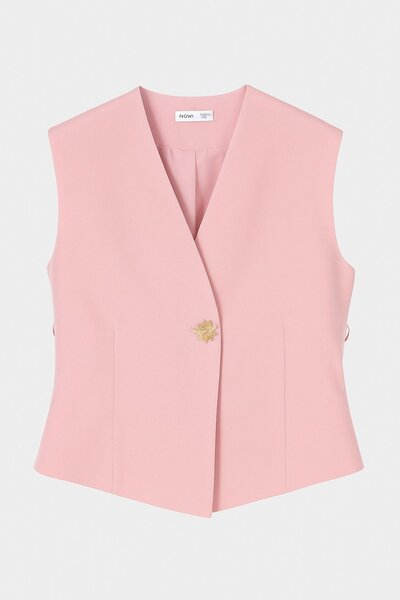 HAKKE Stylish Buttoned Belted Woven Vest