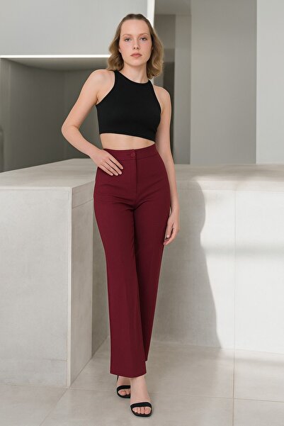 HAKKE Yüksek Bel Düz Paça Kumaş PANTOLON