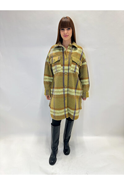 IFASTFASHION Jachetă damă tip cămașă lungă în carouri – model oversize pentru toamnă-iarnă