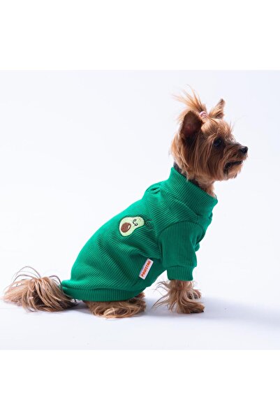Pawstar Yeşil Avocado Avokado Nakışlı Esnek Kedi Köpek Sweat- Kedi Köpek Kıyafeti