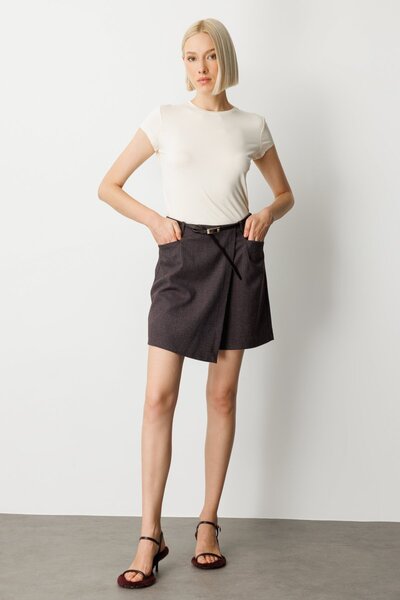 Ekol Beli Kemerli Şort Etek