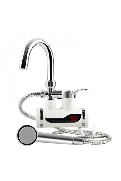 ASHOP Instant Electric Faucet with Shower, Temperature Display, 1.5-2 L/min, 3000W, Hot Water 60°C, Wall