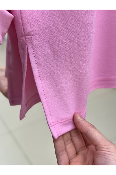 BENAHOLL Ariyla με ραφές στο μπροστινό μέρος και στα άκρα των μανικιών, άνοιγμα κορδόνια στα πλαϊνά Sweat-ZN5988 Ροζ