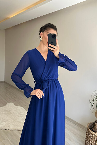 Neşeli Butik rochie maxi din șifon cu mâneci lungi pentru femei NM001