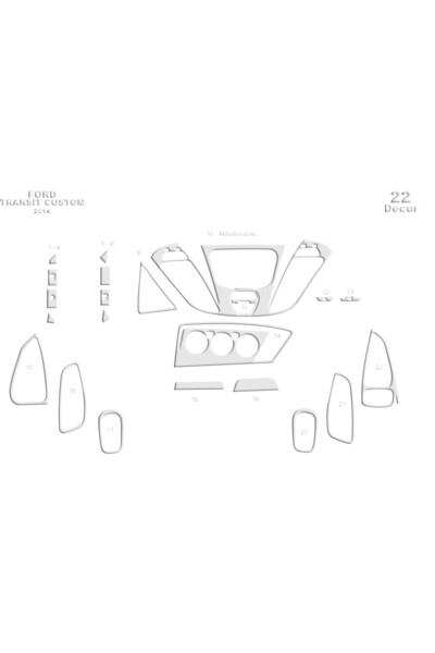 Marscockpitdesign 22 قطعة من طلاء البيانو الأسود لسيارة فورد ترانزيت كاستم