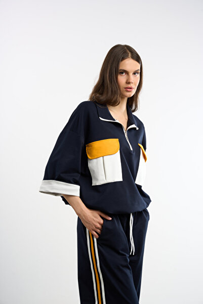 HANIQA Σετ αθλητικής φόρμας Color Block με τσέπες με φούσκα