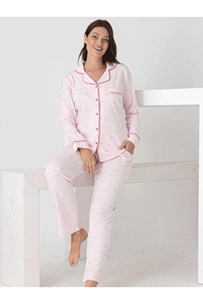 LİNOTTİ Cotton Shirt Model Pajama Set 100% Cotton