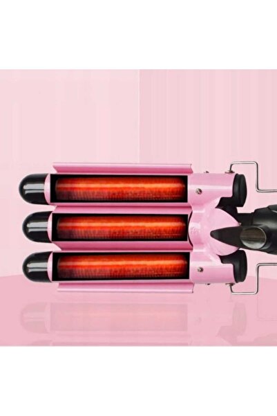 OEM Κεραμικό μπικουτί μαλλιών με 3 στοιχεία, 180-210°C, μαύρο/ροζ