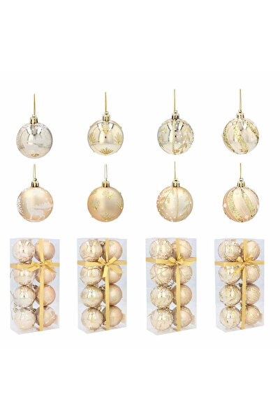 Selgot Set 8 globuri de Crăciun aurii, 6 cm