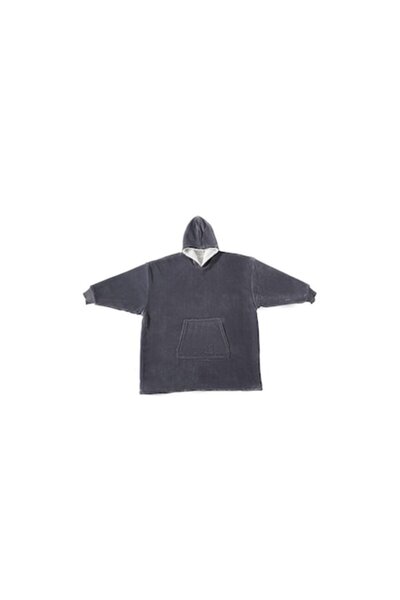 vivo Pătură cu mâneci și glugă, gri închis, 82 x 100 cm, reversibilă