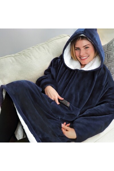 Furnizor Online Pătură confortabilă cu glugă și hanorac, albastru deschis