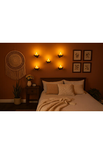 DNRYSL 5’li El Figürlü Duvar Elektronik Mumluk Seti, Dekoratif Mumluk, Mum Hediyeli 12x9 cm.