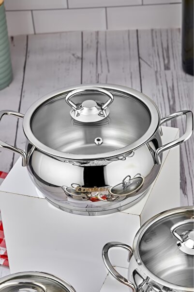 Cooker Lara 3-Piece Stainless Steel Casserole Pot Set (12-14-16 cm)